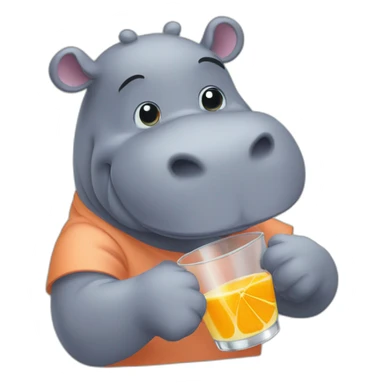 hippo drinking orange juice sticker
