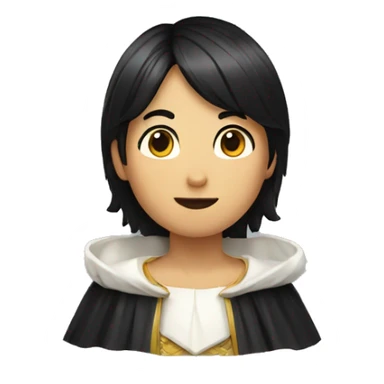 Black hair, a slanted cape, freshness, and a tongue sticking out  sticker