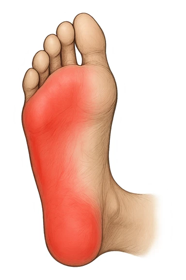 Piede con rossore sotto la pianta sticker