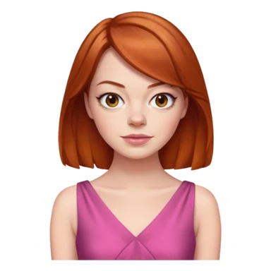 Emma Stone, orange brown hair, pink dress sticker
