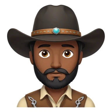 Cowboy in a black hat with dark hair and dark beard sticker