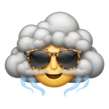 emoji with sunglasses exhaling smoke cloud sticker