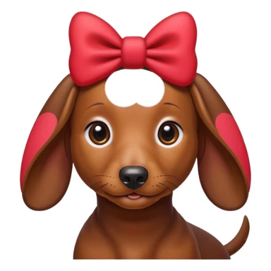 Female Dachshund with red hello kitty bow on her right ear sticker
