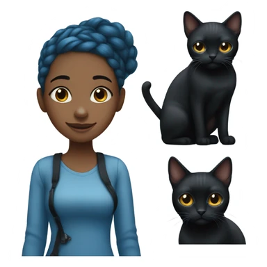 Blue haired black girl with black cat sticker
