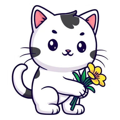 Kitten smells flowers sticker