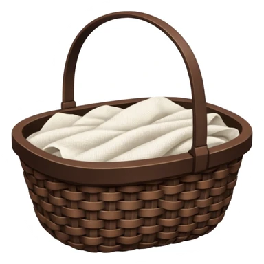 A woven dark Brown basket with fresh washed linen sticker