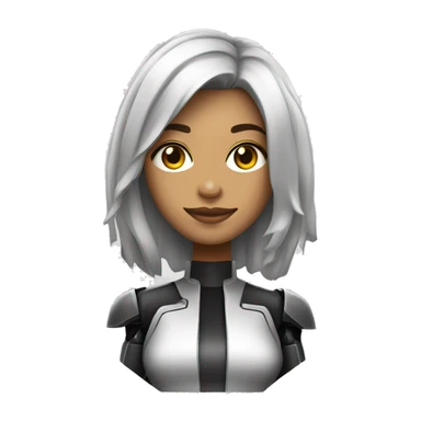 mulher branca com cabelo preto com mecha loira sticker