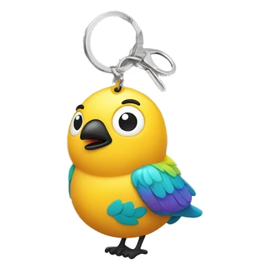 an expensive keychain with a happy bird imprint on it  sticker