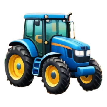 An icon showing close-up tractor in a colorful rural landscape, inspired by Farming Simulator 23. The design features vibrant fields, barns, and crops under a bright sky, with tractors working the land. The peaceful and immersive farming environment is highlighted with a transparent background sticker