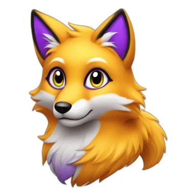 purple yellow fox furry green eyes sticker