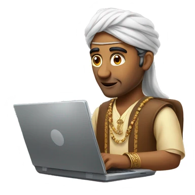 Indian man coding on a laptop sticker