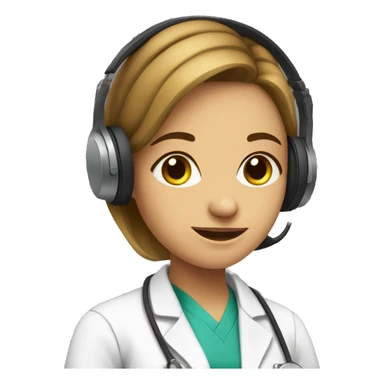 Med student girl with headphones holding her phone sticker