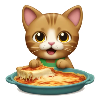 A cat with eating lasagna sticker