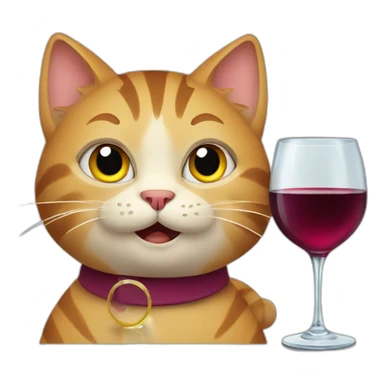 cat with a glas of wine sticker
