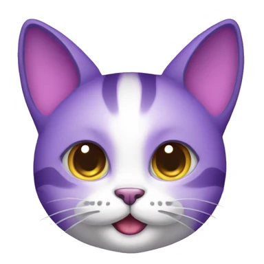 Purple cute cat with horns sticker