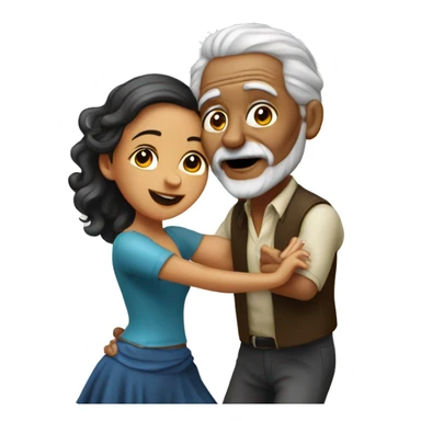Bachata dance of old man with girl sticker