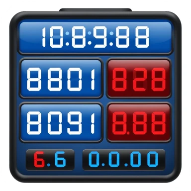 electronic score board blue (#00A3E0) and red (#F9423A) sticker