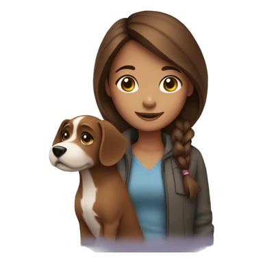 Brown hair girl with a dog sticker