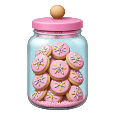 pastel pink christmas cookies in jar with pink lid  sticker