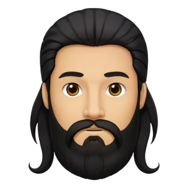A man with long black hair, black eyes and long black beard sticker