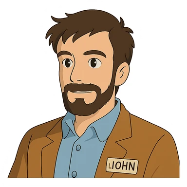 portrait of a man named John in ghibli style sticker