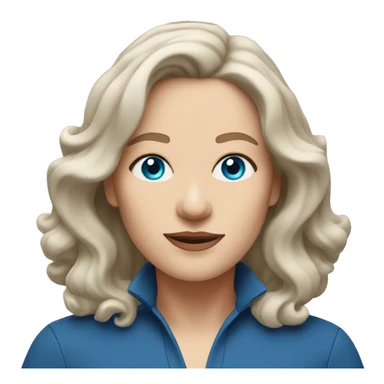midlife white woman with blue eyes and layered shoulder length wavy hair sticker
