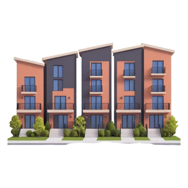 row of modern townhomes with balconies sticker