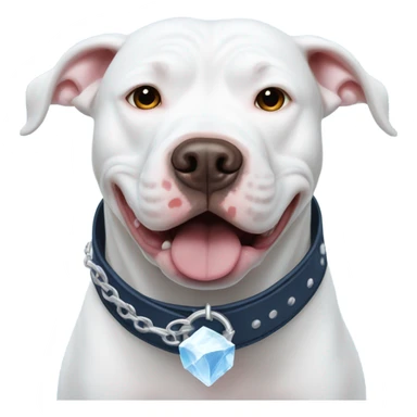 White pitbull with a collar that spells out Ice swimming with beluga sticker