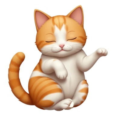 ginger and white small cat in funny positions upside down with eyes closed sticker