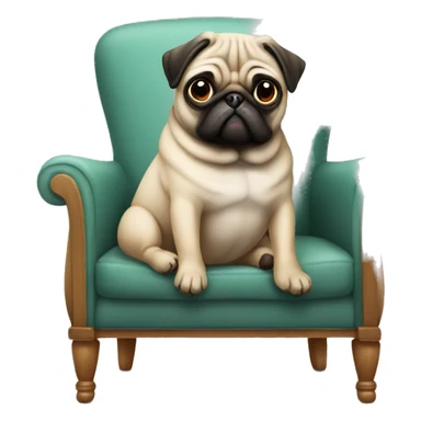 Pug sitting in chair  sticker