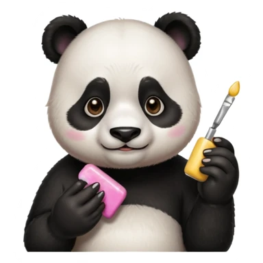 A cute panda emoji painting nails sticker