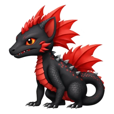Fiery gothic evil black and red salandit-Liten-torracat with a red Mohawk  sticker