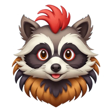 Rooster and raccoon mixed  sticker