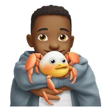 sea crab hugging baby chicken ￼ sticker