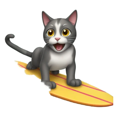 cat surfing sticker