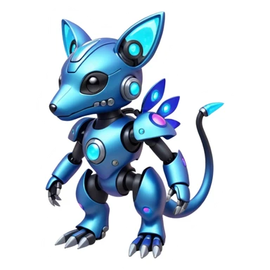 Mechanical Nebulae Cute Adorable Colorful Shiny Iridescent Futuristic Modern Cybernetic Protogen-Fakémon-Pokémon-creature-fusion (full body) sticker