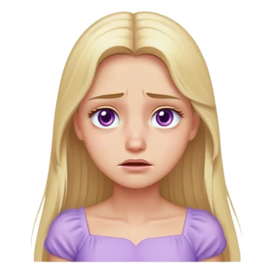 crying face blonde model, hazel eyes, sleek long hair, pastel purple dress sticker