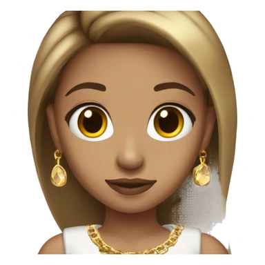 Straight long brown hair light skinned baddie girl with gold jewellery  sticker