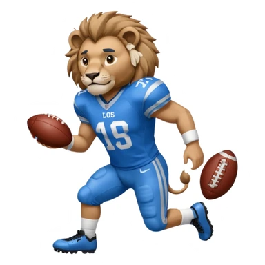full blue color lion, wearing american football jersey sticker