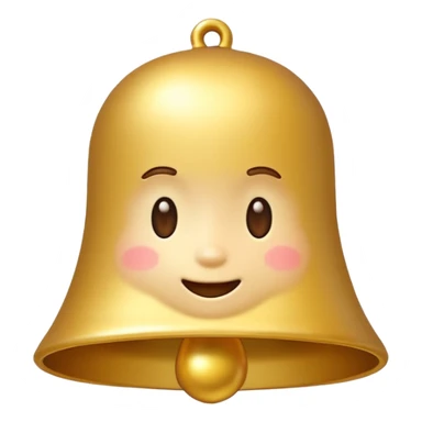 golden bell emoji,
cute emoji style, mobile game emoji,
soft 3D look, smooth gradients,
white outline sticker style,
no background sticker