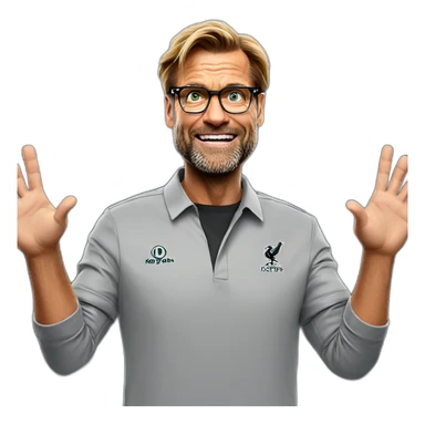 Jurgen Klopp shoulder shrug with hands up sticker