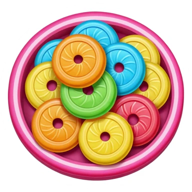 Sour circular hard candies with sour dust sticker