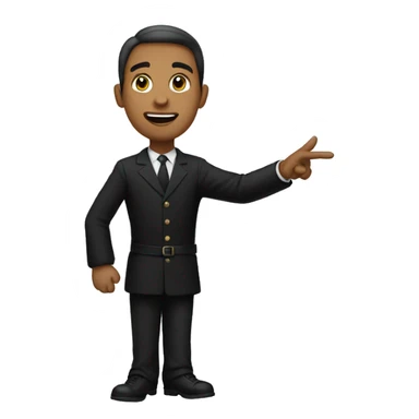 A man wearing black dress pointing his hand towards right  sticker