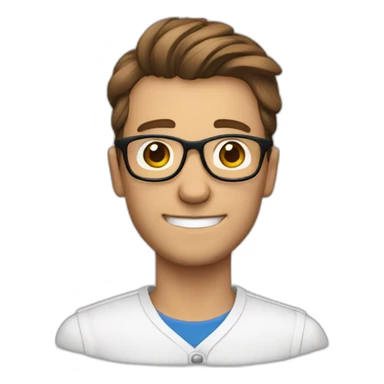 Mann , braune Haare und Brille mit einem Staubwedel sticker