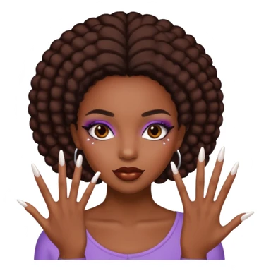 face girl with nails and cute make up black girl sticker