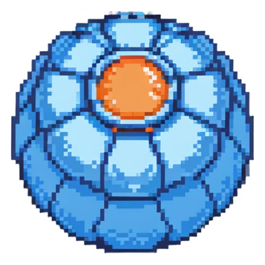 Blue digital bomb, round bomb body with blue highlights and details, no timer, sleek design, pixel art style sticker