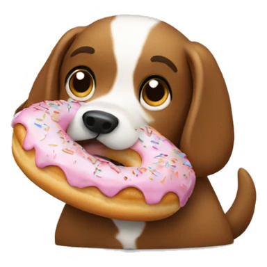 dog eating a donut sticker