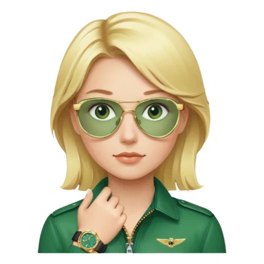 Breitling green faced watch on blonde girl wrist sticker