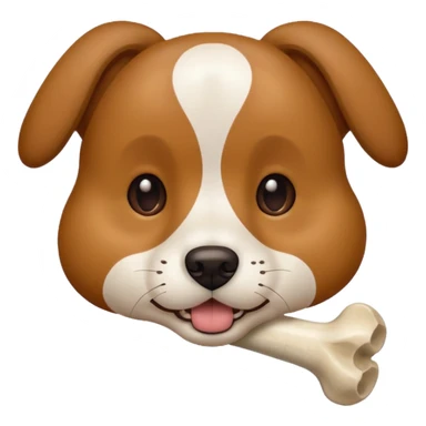 dog faace with bone in mouth sticker