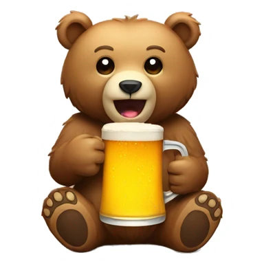 bear with beer cup sticker